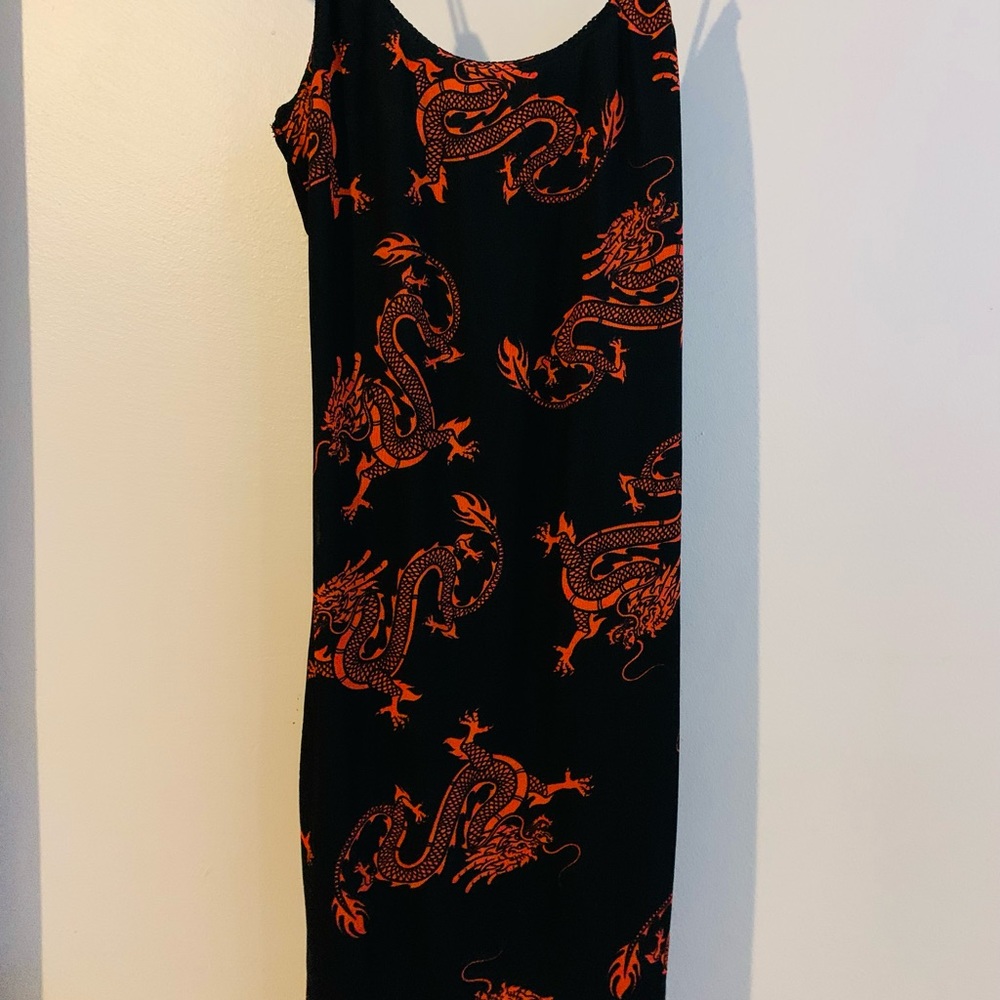 Black and red tight dragon dress